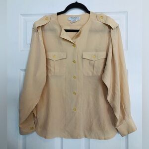 Max Mara women’s cream silk button down blouse